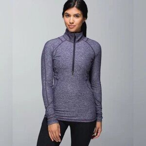 Lululemon Race Your Pace 1/2-Zip Hyper-Stripe Mauvelous Long Sleeve Top Size 4